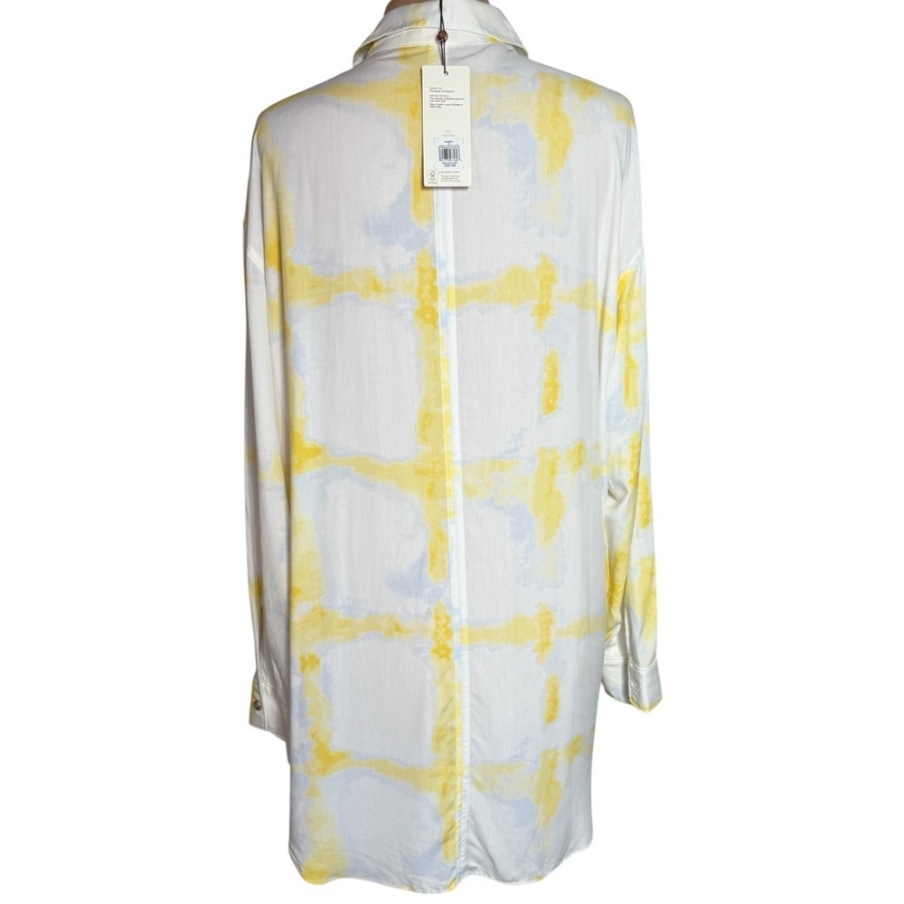 Calia By Carrie Underwood Cover Up Shirt Watercolor Plaid Yellow purple Size XL - Picture 4 of 11